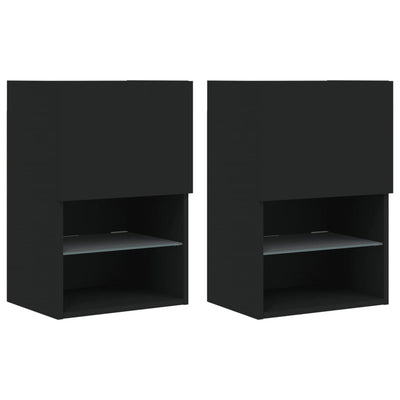 TV-kaapit LED-valoilla 2 kpl musta 40,5x30x60 cm