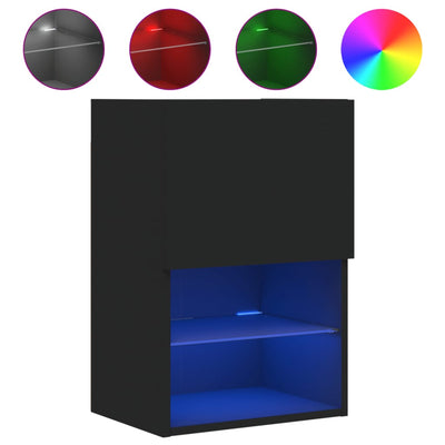 TV-kaapit LED-valoilla 2 kpl musta 40,5x30x60 cm