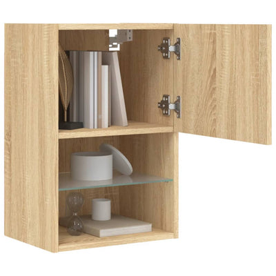 TV-taso LED-valoilla Sonoma-tammi 40,5x30x60 cm
