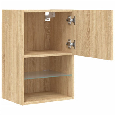 TV-taso LED-valoilla Sonoma-tammi 40,5x30x60 cm
