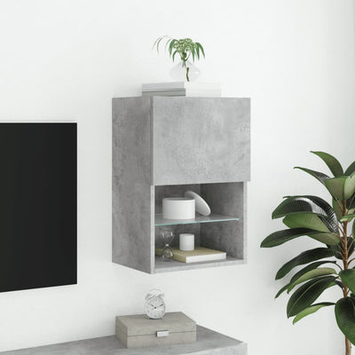 TV-taso LED-valoilla betoninharmaa 40,5x30x60 cm