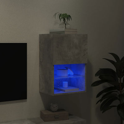 TV-taso LED-valoilla betoninharmaa 40,5x30x60 cm