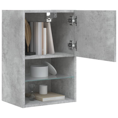 TV-taso LED-valoilla betoninharmaa 40,5x30x60 cm