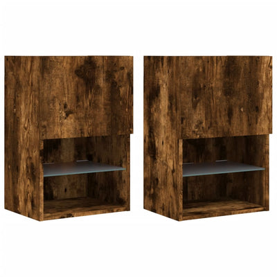 TV-kaapit LED-valoilla 2 kpl savutammi 40,5x30x60 cm