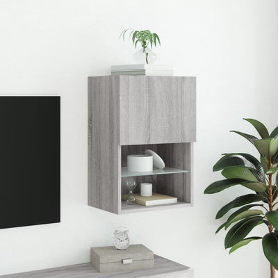 TV-taso LED-valoilla harmaa Sonoma 40,5x30x60 cm