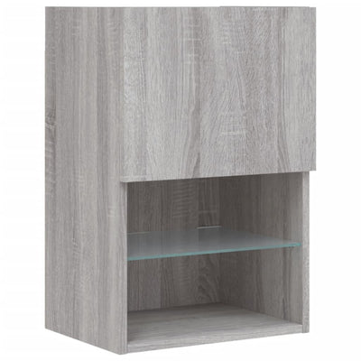 TV-taso LED-valoilla harmaa Sonoma 40,5x30x60 cm
