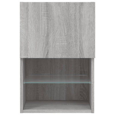 TV-taso LED-valoilla harmaa Sonoma 40,5x30x60 cm