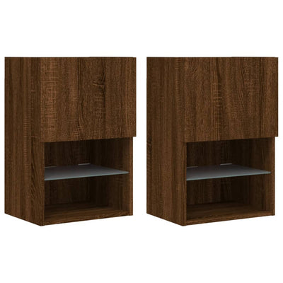 TV-kaapit LED-valoilla 2 kpl ruskea tammi 40,5x30x60 cm