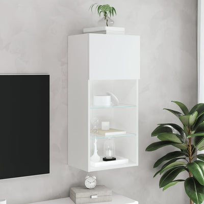 TV-kaappi LED-valoilla valkoinen 40,5x30x90 cm
