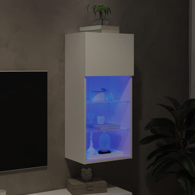 TV-kaappi LED-valoilla valkoinen 40,5x30x90 cm