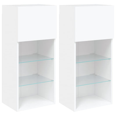 TV-kaapit LED-valoilla 2 kpl valkoinen 40,5x30x90 cm