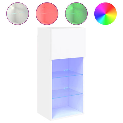 TV-kaapit LED-valoilla 2 kpl valkoinen 40,5x30x90 cm