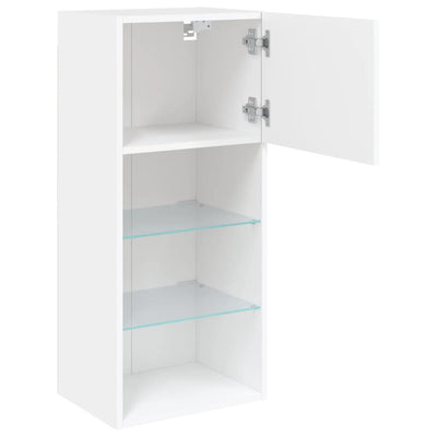 TV-kaapit LED-valoilla 2 kpl valkoinen 40,5x30x90 cm