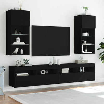 TV-kaappi LED-valoilla musta 40,5x30x90 cm