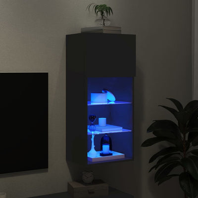 TV-kaappi LED-valoilla musta 40,5x30x90 cm
