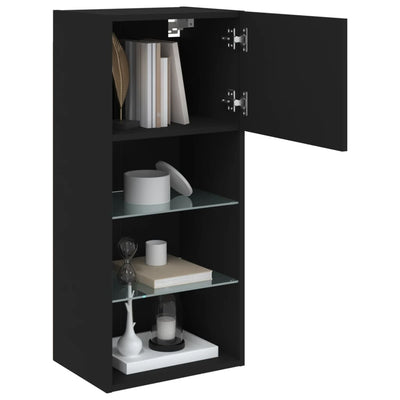 TV-kaappi LED-valoilla musta 40,5x30x90 cm