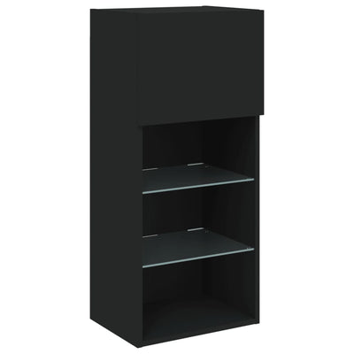TV-kaappi LED-valoilla musta 40,5x30x90 cm