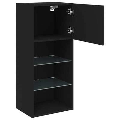 TV-kaappi LED-valoilla musta 40,5x30x90 cm