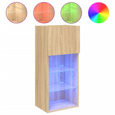 TV-kaappi LED-valoilla Sonoma-tammi 40,5x30x90 cm