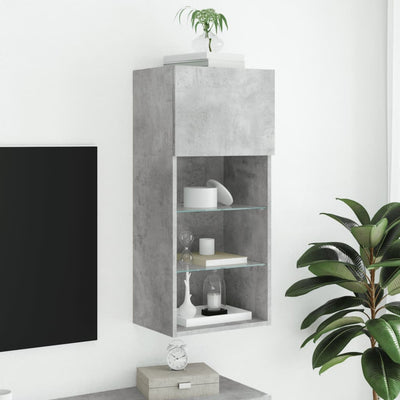 TV-kaappi LED-valoilla betoninharmaa 40,5x30x90 cm