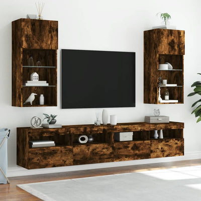 TV-kaappi LED-valoilla savutammi 40,5x30x90 cm