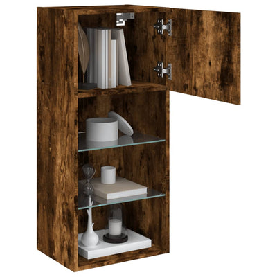 TV-kaapit LED-valoilla 2 kpl savutammi 40,5x30x90 cm