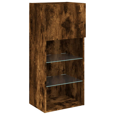 TV-kaapit LED-valoilla 2 kpl savutammi 40,5x30x90 cm