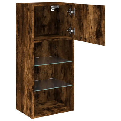 TV-kaapit LED-valoilla 2 kpl savutammi 40,5x30x90 cm