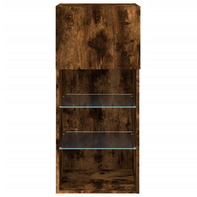 TV-kaapit LED-valoilla 2 kpl savutammi 40,5x30x90 cm