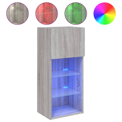TV-kaappi LED-valoilla harmaa Sonoma 40,5x30x90 cm