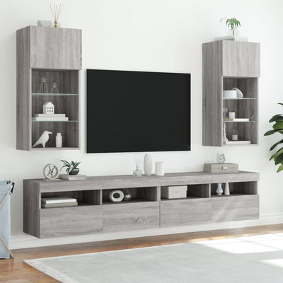 TV-kaappi LED-valoilla harmaa Sonoma 40,5x30x90 cm