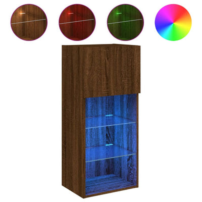 TV-kaappi LED-valoilla ruskea tammi 40,5x30x90 cm