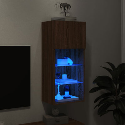 TV-kaappi LED-valoilla ruskea tammi 40,5x30x90 cm