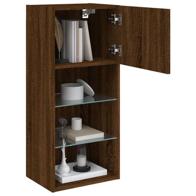 TV-kaappi LED-valoilla ruskea tammi 40,5x30x90 cm