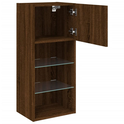 TV-kaapit LED-valoilla 2 kpl ruskea tammi 40,5x30x90 cm
