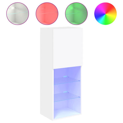 TV-kaappi LED-valoilla valkoinen 40,5x30x102 cm