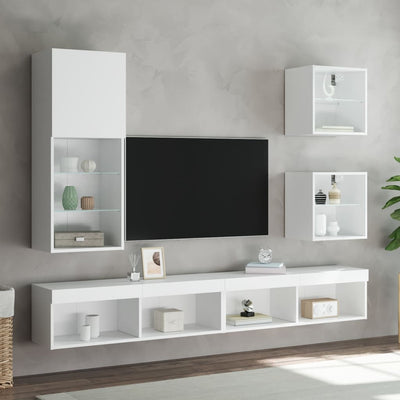 TV-kaappi LED-valoilla valkoinen 40,5x30x102 cm