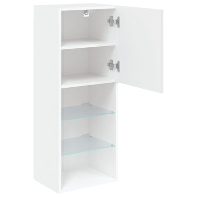 TV-kaappi LED-valoilla valkoinen 40,5x30x102 cm