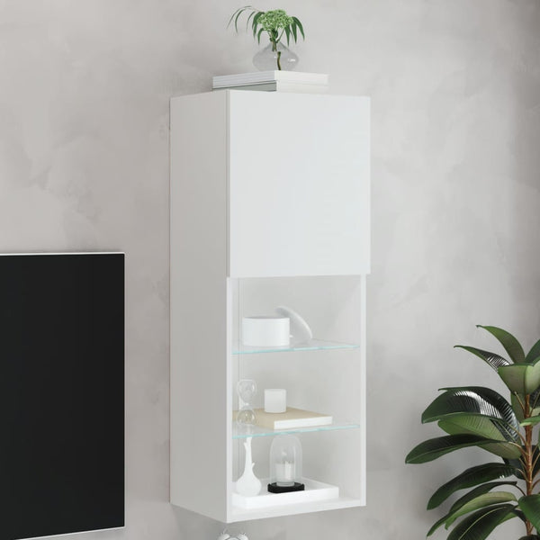 TV-kaappi LED-valoilla valkoinen 40,5x30x102 cm