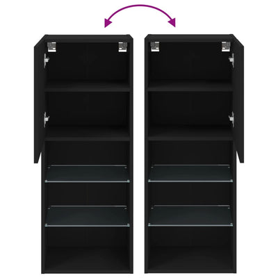 Musta tv-kaappi led-valoilla Misu 40,5x30x102cm