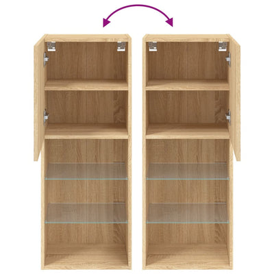 Sonoma-tammi tv-kaappi led-valoilla Misu 40,5x30x102cm