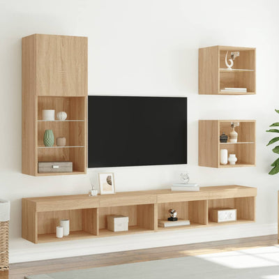 TV-kaappi LED-valoilla Sonoma-tammi 40,5x30x102 cm