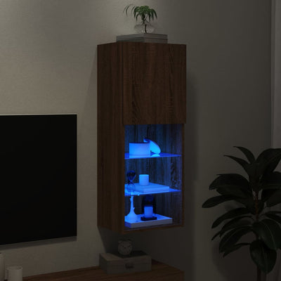TV-kaappi LED-valoilla ruskea tammi 40,5x30x102 cm