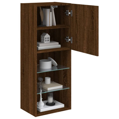 TV-kaappi LED-valoilla ruskea tammi 40,5x30x102 cm