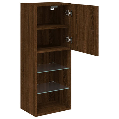 TV-kaappi LED-valoilla ruskea tammi 40,5x30x102 cm
