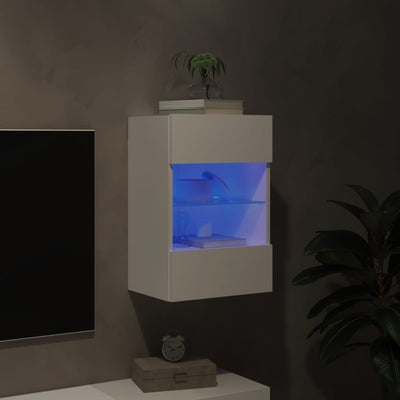 TV-seinäkaappi LED-valoilla valkoinen 40x30x60,5 cm