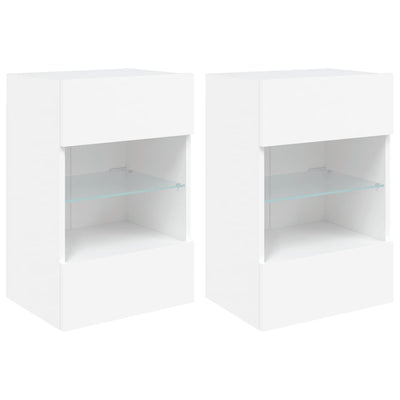TV-seinäkaapit LED-valoilla 2 kpl valkoinen 40x30x60,5 cm
