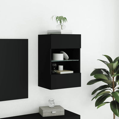 TV-seinäkaappi LED-valoilla musta 40x30x60,5 cm
