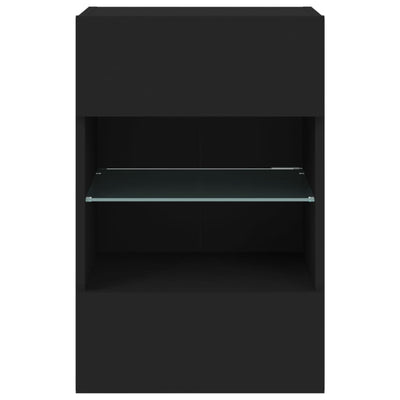 TV-seinäkaappi LED-valoilla musta 40x30x60,5 cm