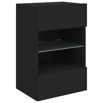 TV-seinäkaapit LED-valoilla 2 kpl musta 40x30x60,5 cm